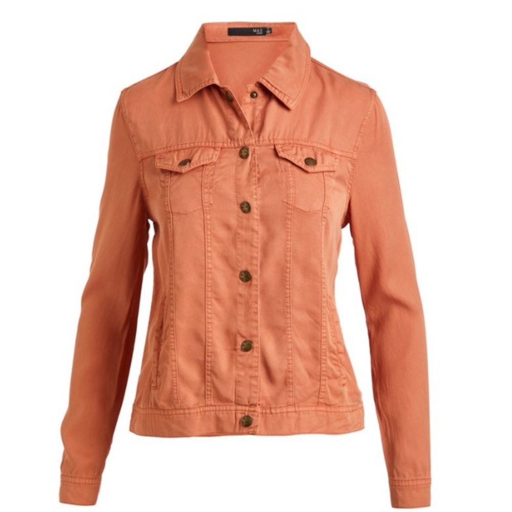 NWT Max Jeans Utility Trucker Jacket Toasted Tencel Women’s Size Extra Small XS